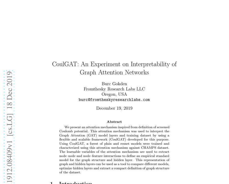 CoulGAT: Interpretability of Graph Attention Networks (2019)